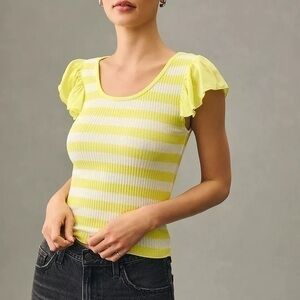 Anthropologie T.La Flutter-Sleeve Tee